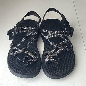 CHACO size 8 Sport Sandals Black Gray Double Strap Open Toe Hiking Walking